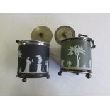 Two Wedgwood biscuit barrels