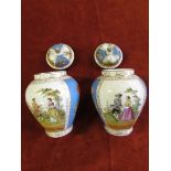 Pair of German porcelain lidded jars