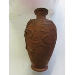 Chinese terracotta dragon embossed vase