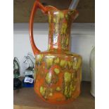 1950's Orange and mottled glaze jug