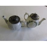 Two Victorian ceramic embossed teapots