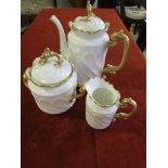 French 19th century porcelain white and gilt coffee set