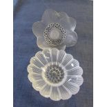 Two Lalique flower heads