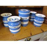 T.G.Green &Co. Ltd., blue and white banded kitchen jars