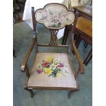 Edwardian mahogany inlaid armchair