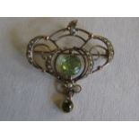 Arts & Crafts peridot and seed pearl pendant/brooch