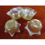 Four Victorian vaseline glass bowls