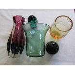 Five pieces of decorative glass