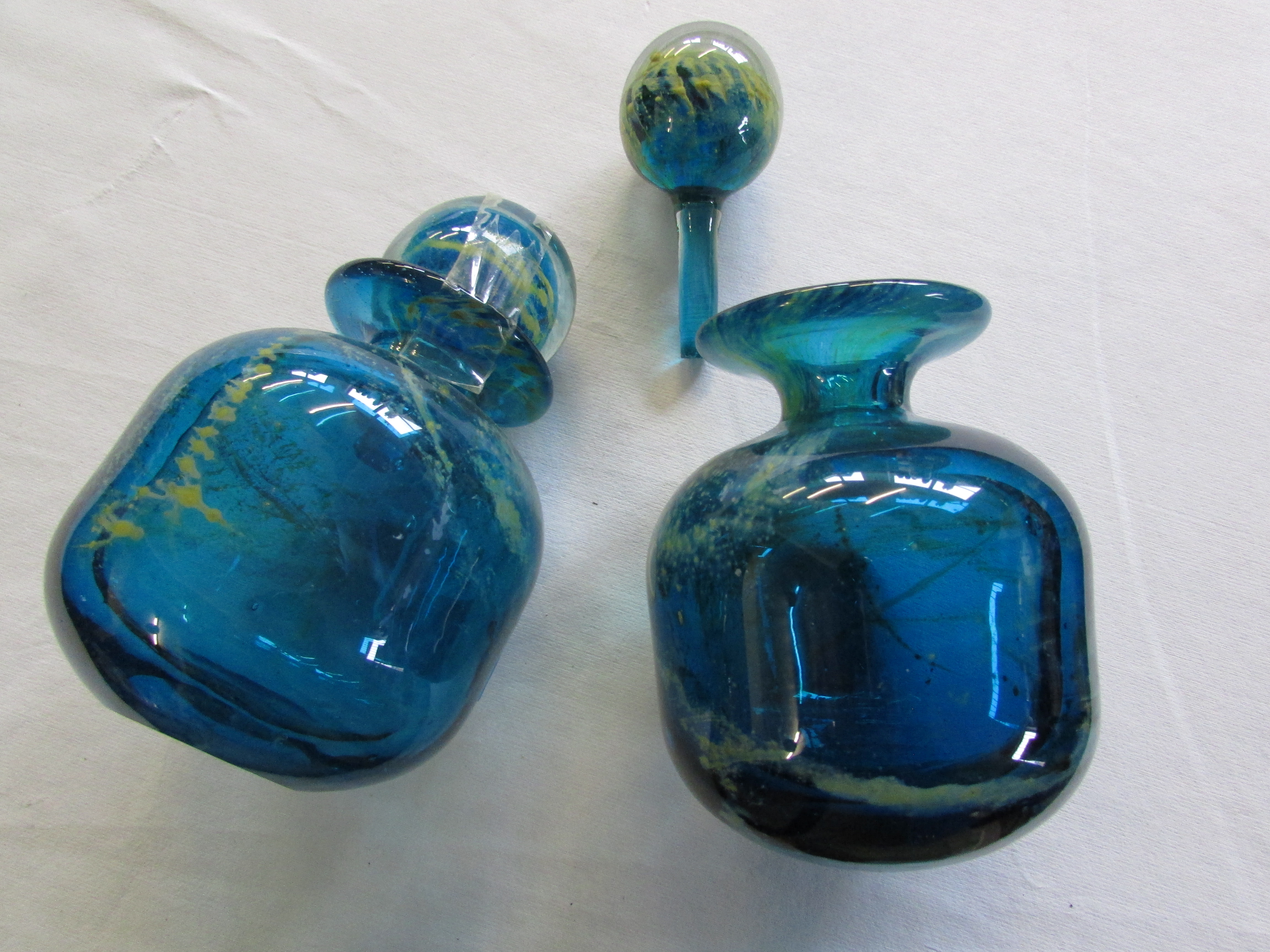 Pair of Medina scent bottles, blue.