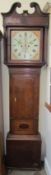 A 19th century oak longcase clock, the broken swan neck pediment above square columns,