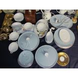 A Royal Doulton Forest Glade pattern part dinner set together with an onyx table lamp,