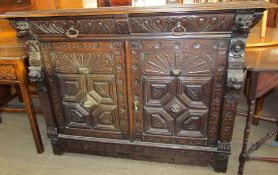 A 19th century low countries carved oak sideboard,