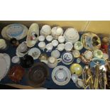 Assorted part tea sets together with flatwares,