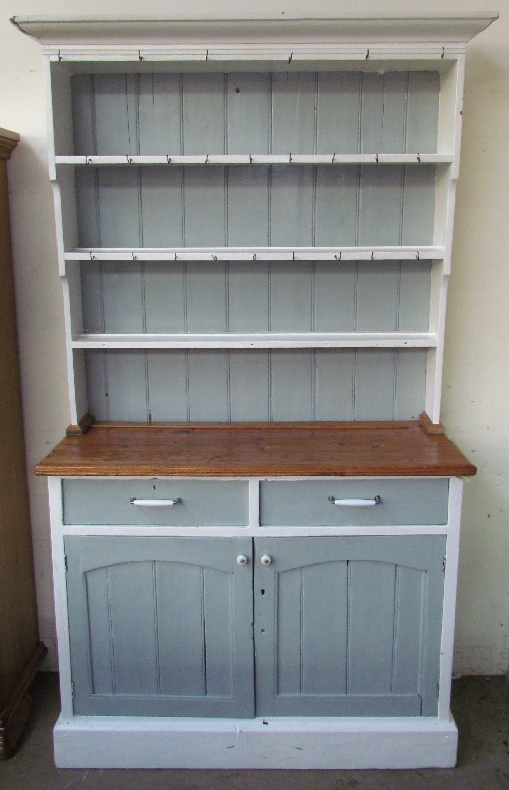 A pine dresser, painted in white and grey, - Image 2 of 2