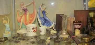 A Royal Worcester figure "Bubbles" together with Goebel figures, coins, silver bangle,