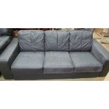 A black leather three seater settee