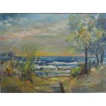 Beachfront scene Oil on board Signed and dated 1971 Together with a large collection of paintings,