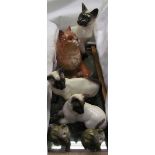 Three Beswick Siamese cats together with three other Beswick cats