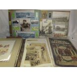 Decoupage album together with loose cuttings and prints etc