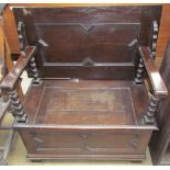 A 20th century oak monks bench