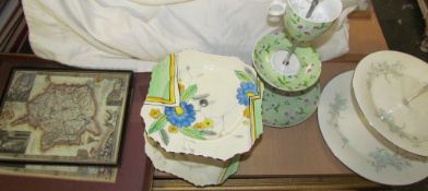 Maps of Monmouthshire together with pottery cake stands