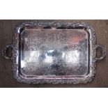 An electroplated twin handled tray,