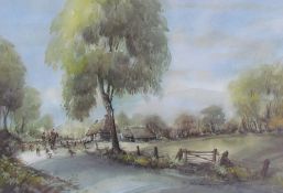 D John Sweetingham Early Morning Exercising the hounds Watercolour Signed