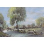 D John Sweetingham Early Morning Exercising the hounds Watercolour Signed