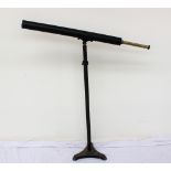 A Negretti and Zambra two drawer telescope in brass painted black,