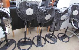 Five assorted Honeywell free standing fans