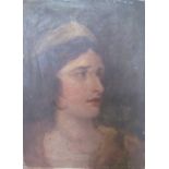 19th century British School Head and Shoulders study of a lady Oil on canvas 40.5 x 30.