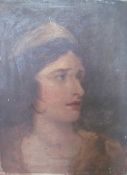 19th century British School Head and Shoulders study of a lady Oil on canvas 40.5 x 30.