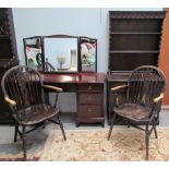 A small 20th century oak dresser together with a stag dressing table,