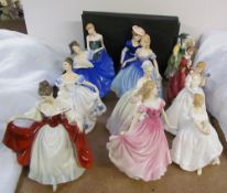 A collection of ten Royal Doulton figures including: Elaine, Top O' the Hill, Sara, Sweetheart,