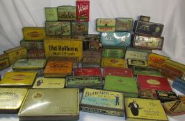 A large quantity of tins including Old Holborn, Bulwark, Gold Leaf, Wills,