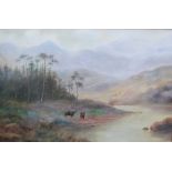 Oldham Hart Cattle by a river Oil on board Signed Together with a Joel Owen painting and a