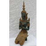 20th century Indian School A Hindu goddess Kneeling with hands in prayer Bronze with gilt