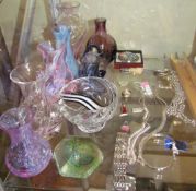 Assorted silver jewellery together with Caithness glass vases etc