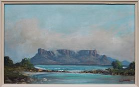 J L Foure Table Mountain, Cape Town, South Africa Oil on board Signed 24 x 39.