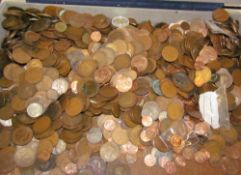 A large quantity of Pennies and Half Pennies and other coins