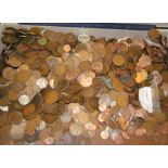 A large quantity of Pennies and Half Pennies and other coins