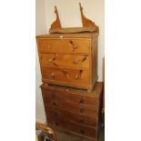 A Victorian pine chest of drawers together with a pine dressing table