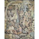 M Dana A Balinese scene A painted panel 67 x 53cm Together with others similar,