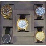 Two Rene Valente Gentleman's wristwatches together with an Earnshaw wristwatch and two others -