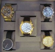 Two Rene Valente Gentleman's wristwatches together with an Earnshaw wristwatch and two others -