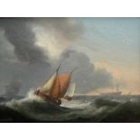 Thomas Luny A Stormy Morning Oil on board Signed and dated 1823 22 x 29.