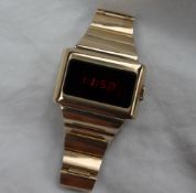 A Gentleman's yellow metal Omega Time Computer LED wristwatch,