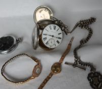 A silver open faced pocket watch,