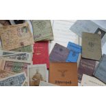 Assorted Nazi related ephemera including a Soldatenbund pass, Arbeitsbuch Pracovni knizka,