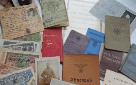 Assorted Nazi related ephemera including a Soldatenbund pass, Arbeitsbuch Pracovni knizka,